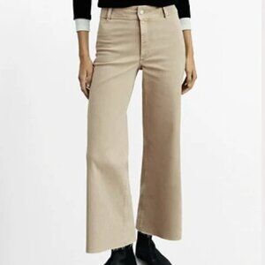 Mango Catherine Culotte High-Rise Tan jeans